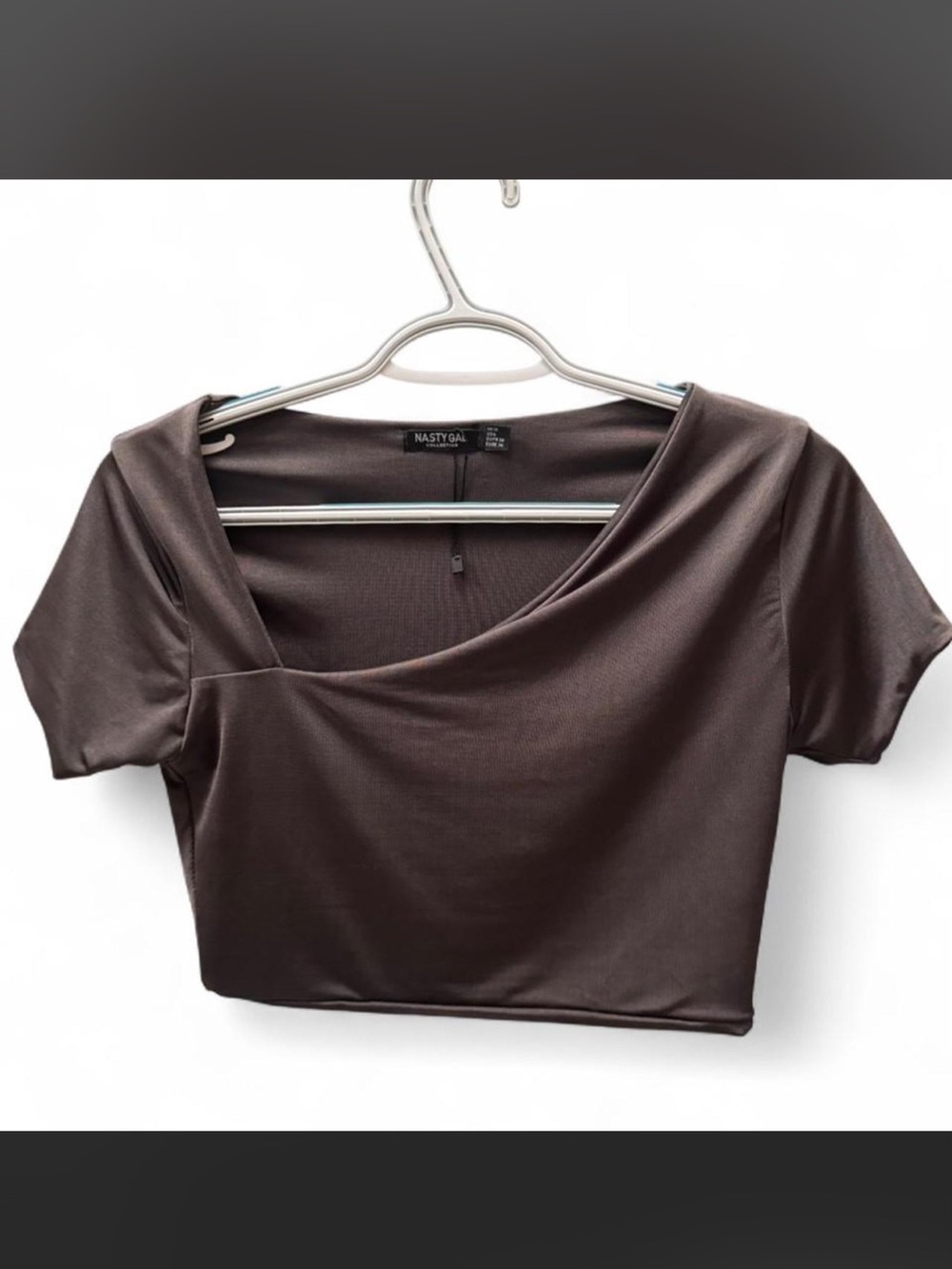 Nasty Gal brown bronze satin like crop top